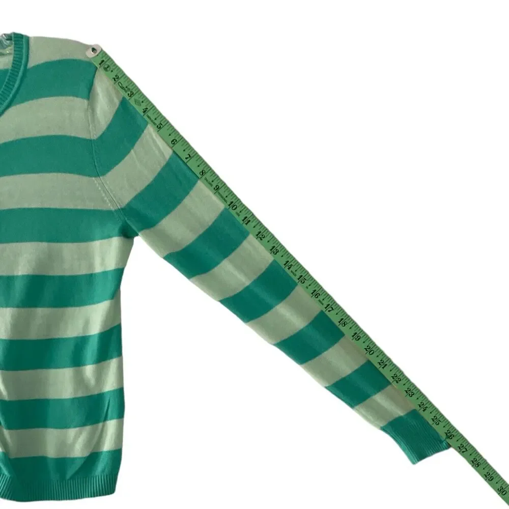 Lord & Taylor Women's Green Striped Button Up Cardigan Modal Sz /Petite small - Picture 7 of 10